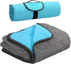 Tirrinia Outdoors Waterproof Camping Blanket,Sherpa Fleece Warm Windproof Soccer Stadium Blanket for Car Football Beach Concerts,51''X 59''