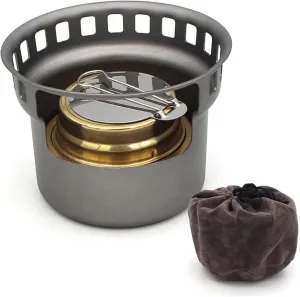 Titanium Alcohol Stove Spirit Burner Outdoor Wood Stove with Stands Brackets Camping Multi-Fuels Ultralight Backpacking Stove (Furnace only)
