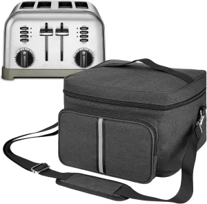 Toaster Bag Compatible with 4 Slice Toasters, Portable Storage Bag with Zipper for Most 4-Slice Toasters and Accessories (Dark Grey)