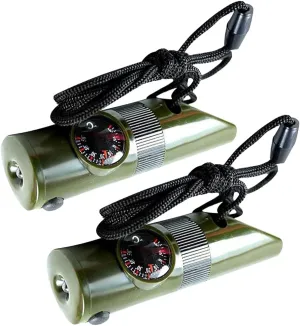 Topyond 2Pcs Outdoor Multifunction Survival Whistle Set with Nylon Rope - Thermometer Compass Emergency Equipment