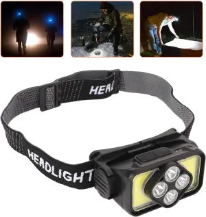 Topyond COB Headlight with USB Rechargeable,IPX4 Waterproof,Headlamp Motion Sensor,2 Modes for Outdoor Fishing,Camping