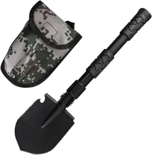 Topyond Folding Camping Shovel - Alloy Steel Fire Shovel and Trenching Shovel Tool - Perfect for Camping Gear Outdoor Activities