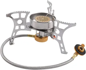 Totority Camping Stove Camping Burner Camper Campfire Cooking Equipment Outdoor Camp Stove Propane Portable Igniter Camping Cooking Equipment Electric Gas Burner Silver Stainless Steel