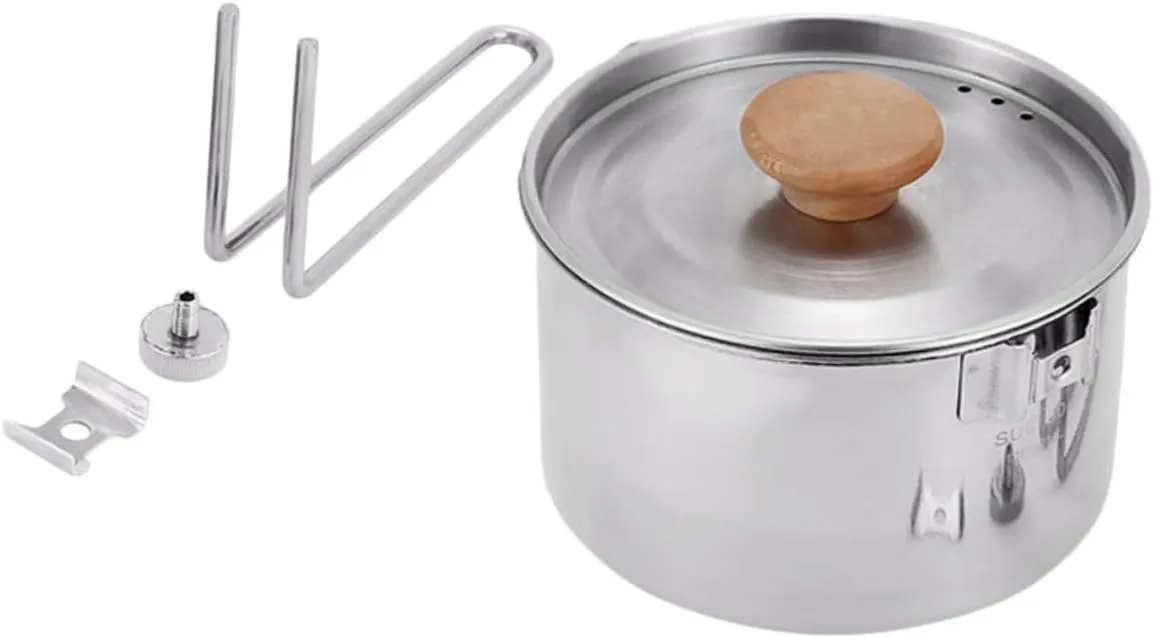 Toyvian Outdoor Portable Stainless Steel Kettle Multi Functional Camping Cookware for Boiling Water Noodles for Hiking Picnics and Outdoor Cooking