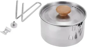 Toyvian Outdoor Portable Stainless Steel Kettle Multi Functional Camping Cookware for Boiling Water Noodles for Hiking Picnics and Outdoor Cooking