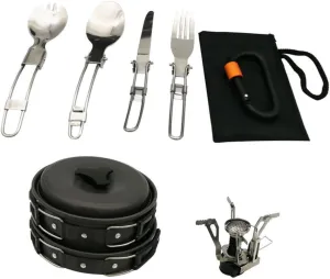 Toyvian Portable Camping Pot Set Non-Stick Outdoor Cooking Utensil Set Hiking Cookware Foldable Cooker Multi-Function Camping Utensils