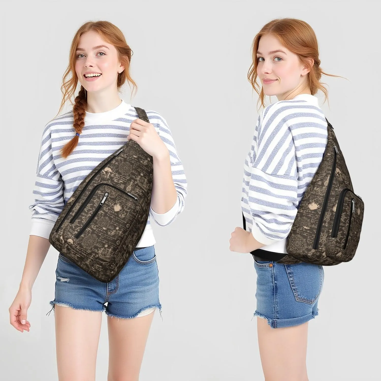 Travel Moon Map Crossbody Bag Daypack for Women Men Lightweight Waterproof Sling Bag Backpack Hiking Cycling