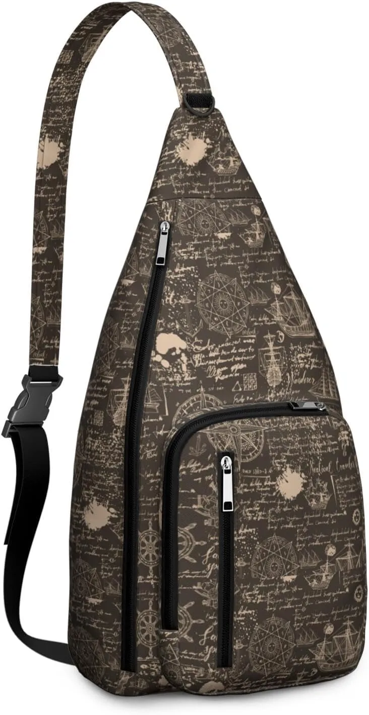 Travel Moon Map Crossbody Bag Daypack for Women Men Lightweight Waterproof Sling Bag Backpack Hiking Cycling