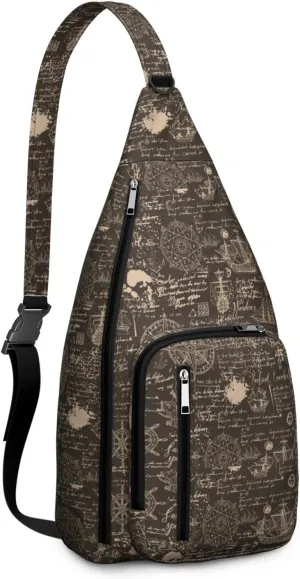 Travel Moon Map Crossbody Bag Daypack for Women Men Lightweight Waterproof Sling Bag Backpack Hiking Cycling