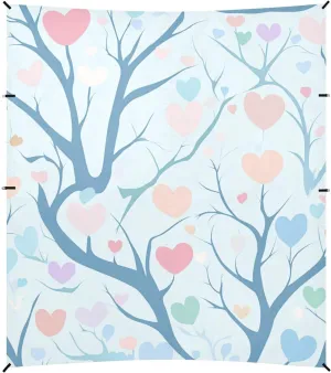 Tree Love Pastel Simple Blue Beach Canopy UPF50 Waterproof Portable Sunshade with Sturdy Poles, Sandbags and Shovel for Camping, Picnics, Backyard