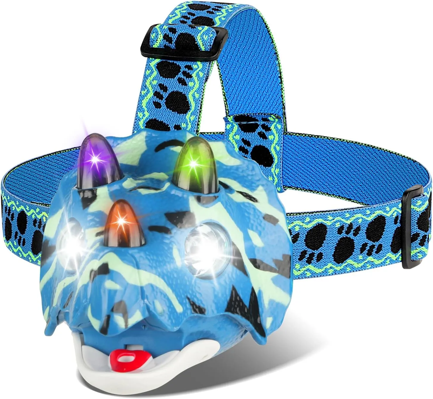 Triceratops LED Headlamp Dinosaur Headlamp for Kids Camping Gear Essentials Outdoor Toy Head Lamp Flashlight for Boys Girls or Adults Ideal Gift for Birthday, Halloween, Christmas, New Year
