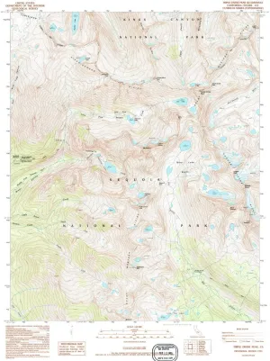 Triple Divide Peak CA topo map, 1:24000 Scale, 7.5 X 7.5 Minute, Historical, 1993, Updated 1994, 26.7 x 21.4 in