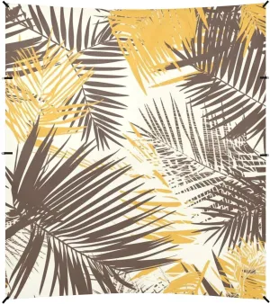 Tropical Leaves Brown Yellow Foldable Beach Cabana UPF50  Waterproof Portable Sunshade with Sandbags & Sand Shovel for Camping, Picnics, Backyard