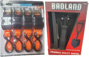 Truck & Trail Utility Bundle (Foldable Shovel and Ratcheting Tie-Downs)