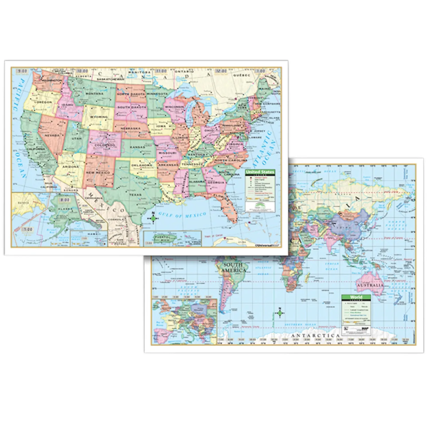 Universal Maps U.S./World Rolled Map Combo (Laminated) (discontinued)