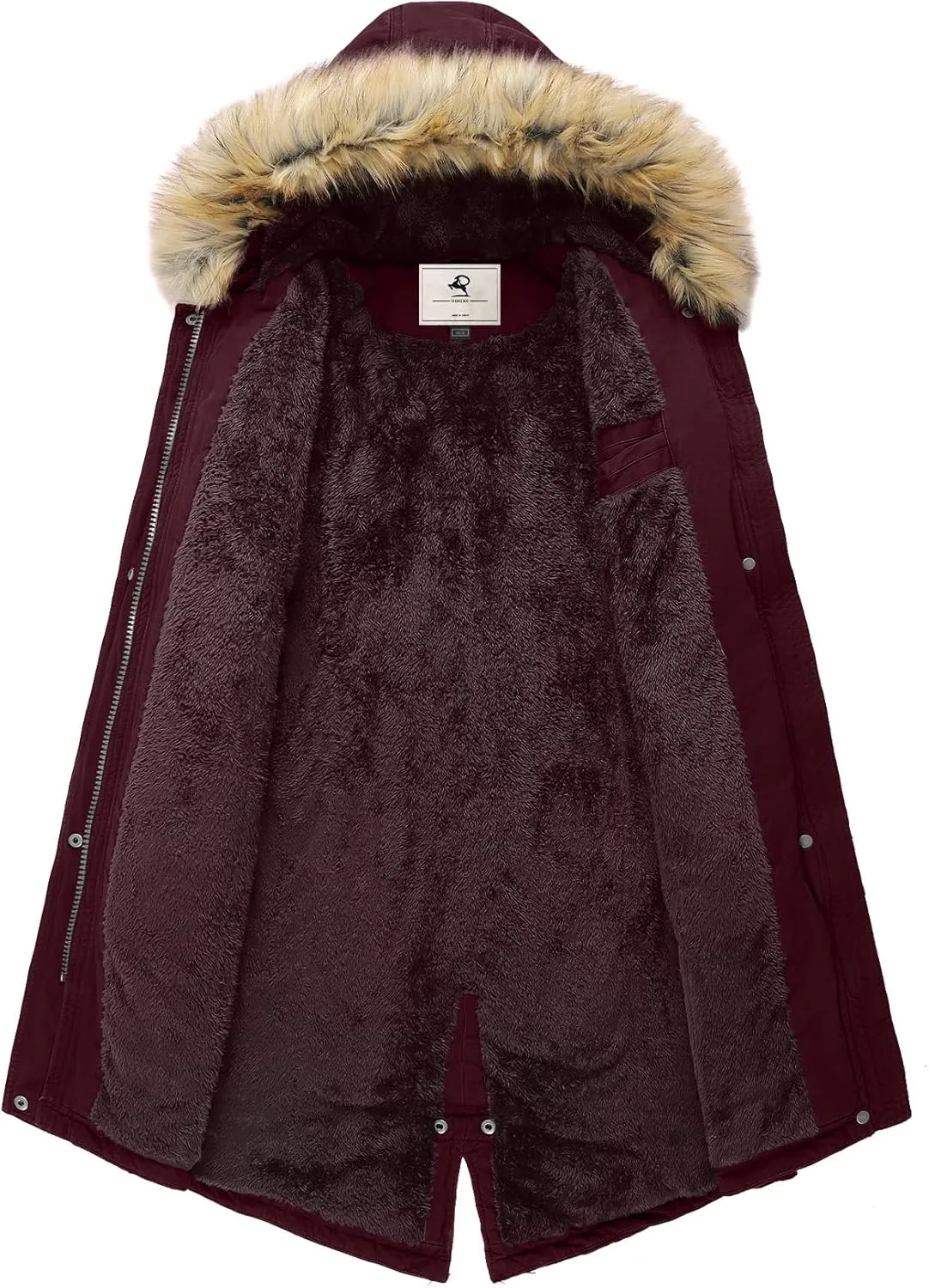 Uoiuxc Women's Hooded Winter Coat Warm Fleeced Lined Parka Long Jackets