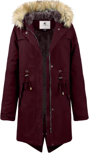 Uoiuxc Women's Hooded Winter Coat Warm Fleeced Lined Parka Long Jackets