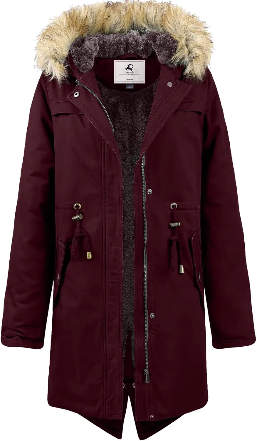 Uoiuxc Women's Hooded Winter Coat Warm Fleeced Lined Parka Long Jackets