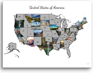 US Scratch Off Map Poster with Photos Underneath of all 50 States Scratch Off Map in the USA Map of Travels Poster 32 x 24 Inches