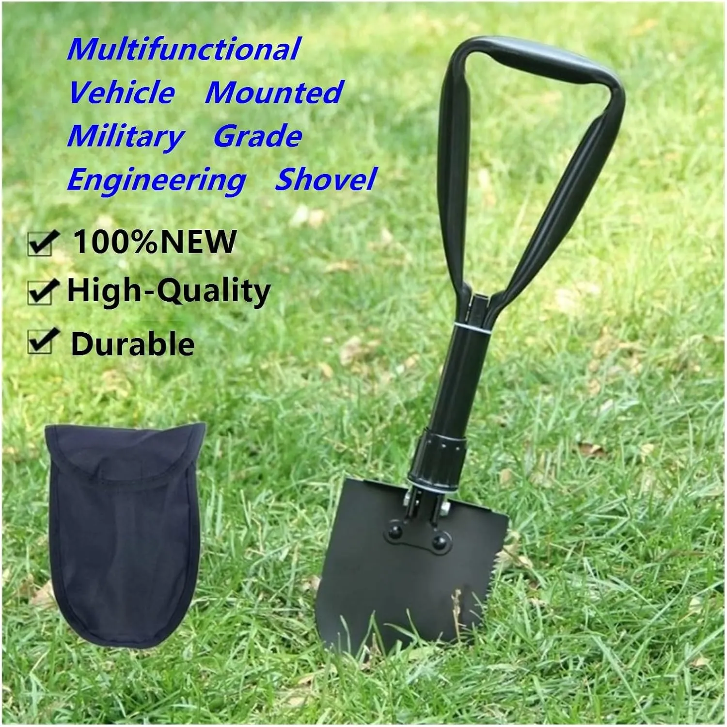 ﻿USA Folding Survival Shovel 1Pcs，W/Pick - Heavy Duty Carbon Steel Military Style Entrenching Tool for Off Road, Camping, Gardening, Beach, Digging Dirt, Sand, Mud & Snow(Green-A)