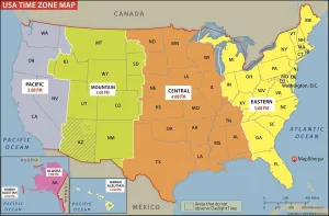 USA Time Zone Map - 36 x 24 inch Poster - Front Lamination
