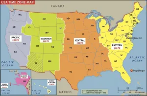 USA Time Zone Map - Compact - 24 x 16 inch Poster - Front Lamination