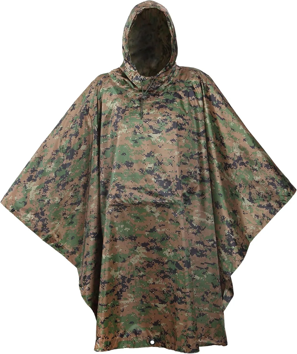 USGI Industries Military Style Poncho Multi Use Rip Stop Camouflage Rain Poncho