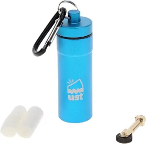 ust Stoke Kit with Micro SparkWheel Fire Starter and Two Light-Me Tinder Pieces in the Waterproof Compact BASE Case Great for Camping, Backpacking, Outdoor Survival and More, Black, 3 x 1 x 1 Inch (20-02031-02)