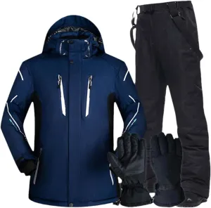 USTZFTBCL Men's Ski Suit Waterproof Thickening Warm Winter Cycling Camping Snow Snowboards Jacket and Pants