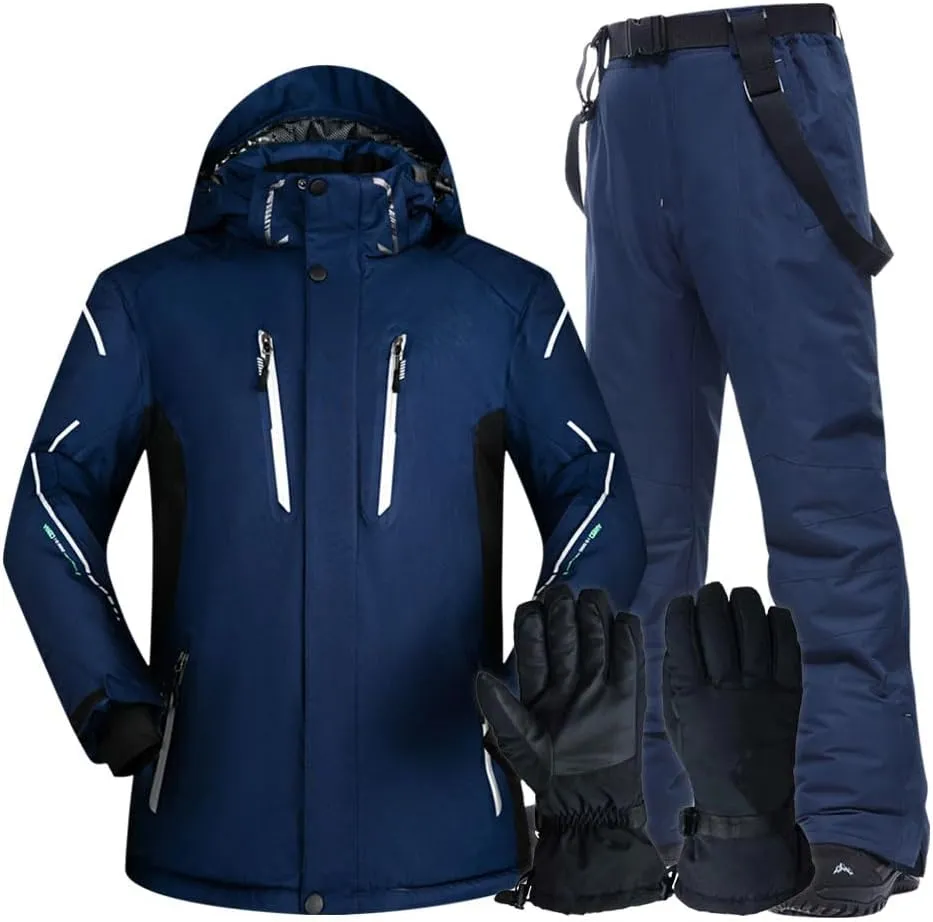 USTZFTBCL Men's Ski Suit Waterproof Thickening Warm Winter Cycling Camping Snow Snowboards Jacket and Pants