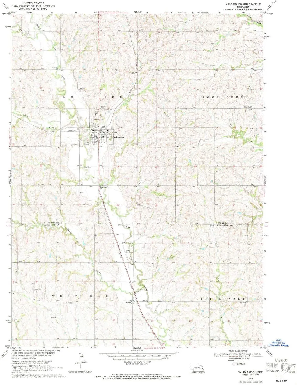 Valparaiso NE topo map, 1:24000 Scale, 7.5 X 7.5 Minute, Historical, 1969, Updated 1971, 27 x 22 in