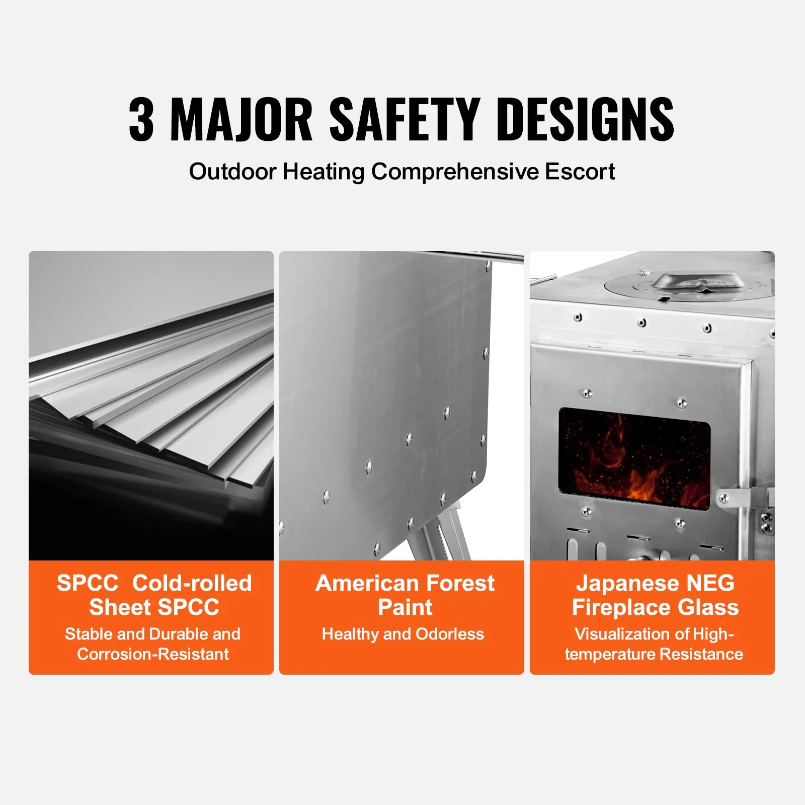 VEVOR Wood Stove, 86 inch, Stainless Steel Camping Tent Stove