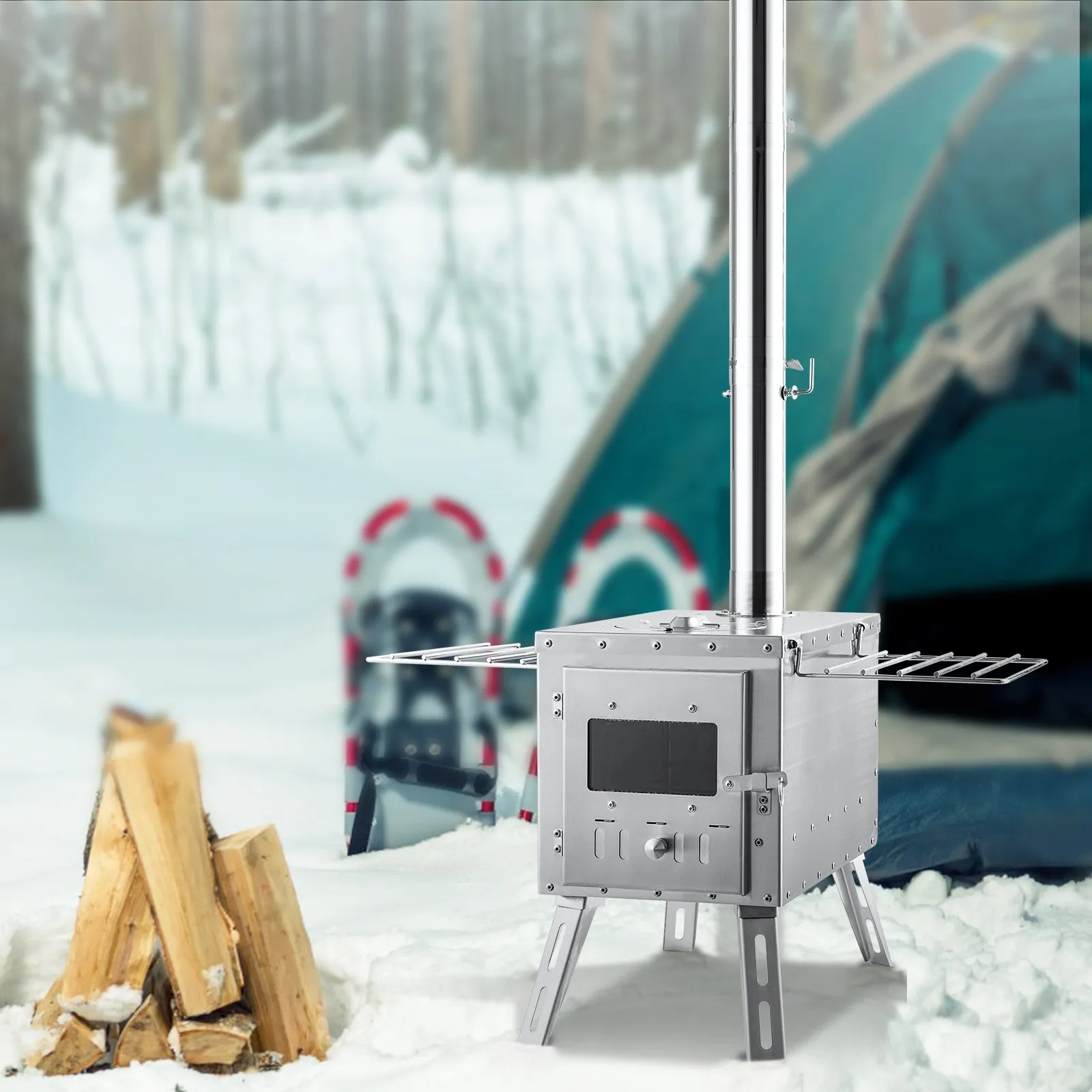 VEVOR Wood Stove, 86 inch, Stainless Steel Camping Tent Stove