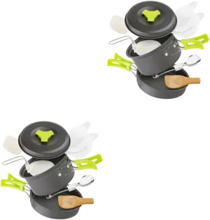 VICASKY Camping Cookware Portable Cooking Utensils for Outdoor Activities Non Stick Frying Pan with Insulated