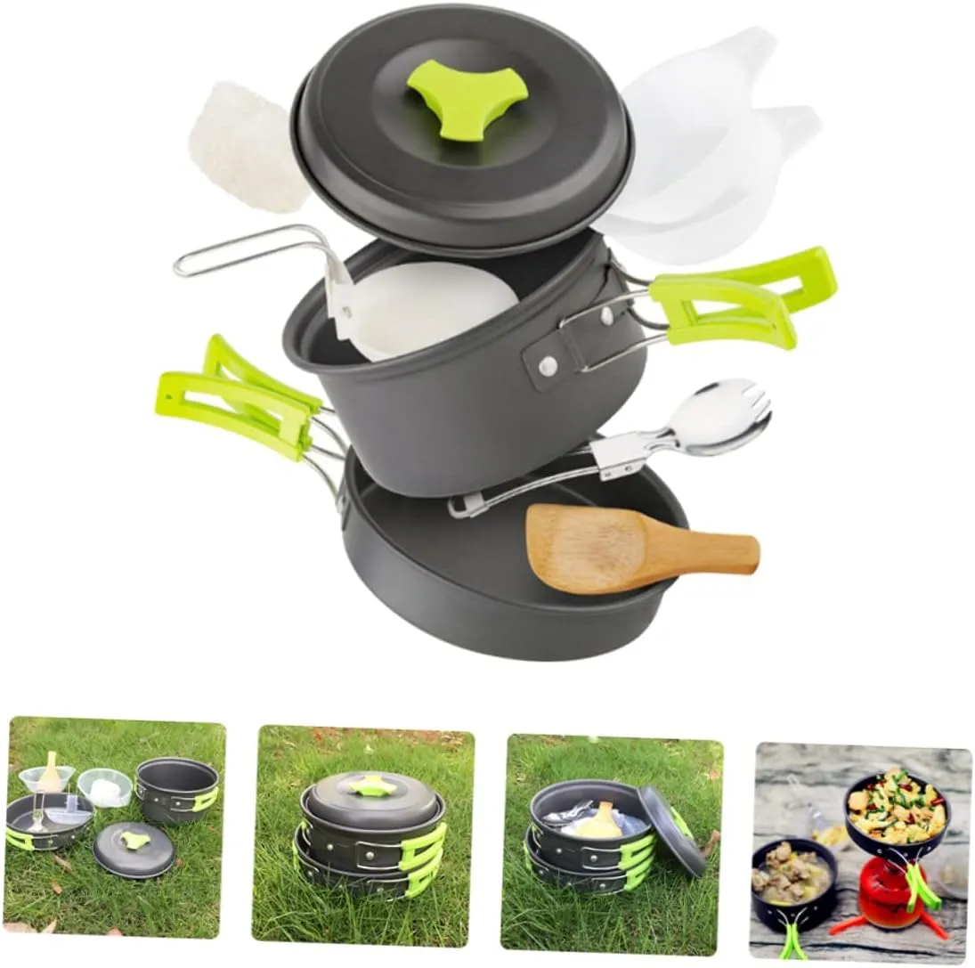 VICASKY Camping Cookware Portable Cooking Utensils for Outdoor Activities Non Stick Frying Pan with Insulated