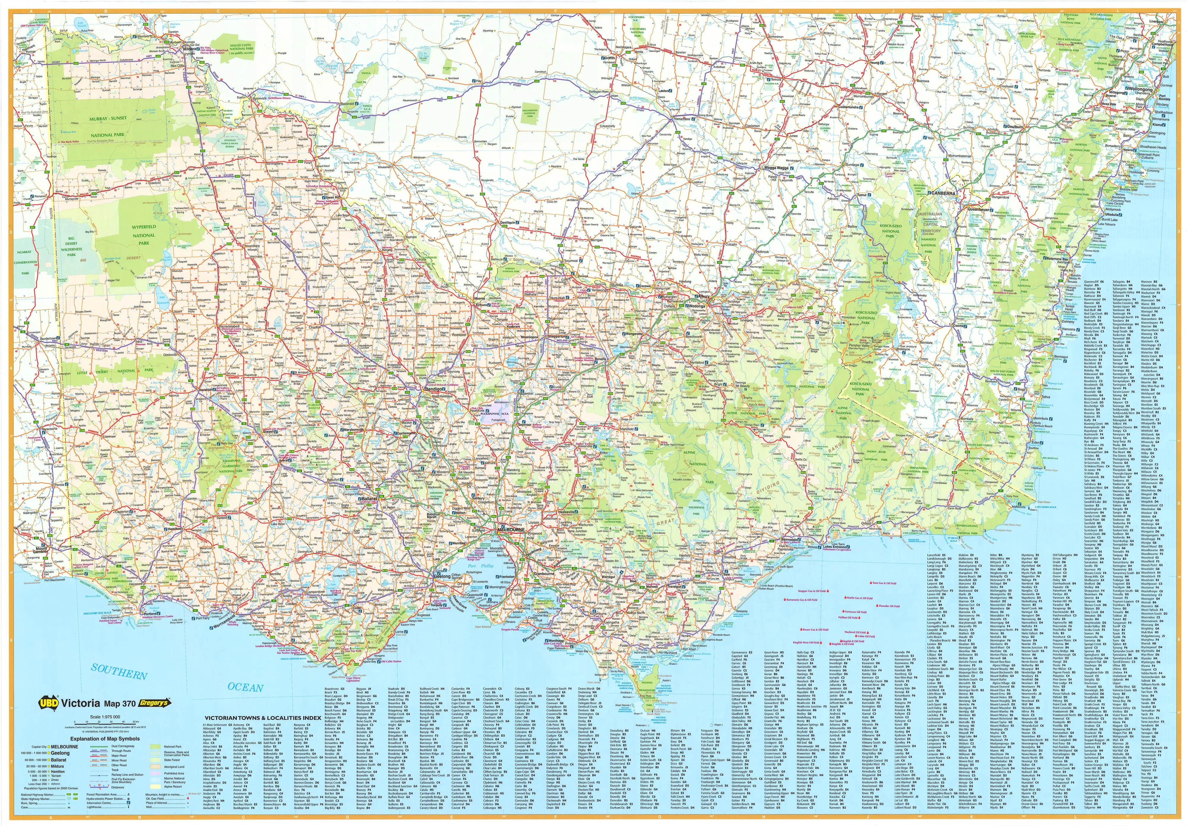 Victoria 370 UBD Map 1000 x 690mm Laminated Wall Map