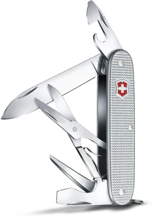 Victorinox Pioneer X Alox Swiss Army Knife, 9 Functions, Swiss Made Pocket Knife with Scissors, Reamer, Key Ring and Large Blade - Silver