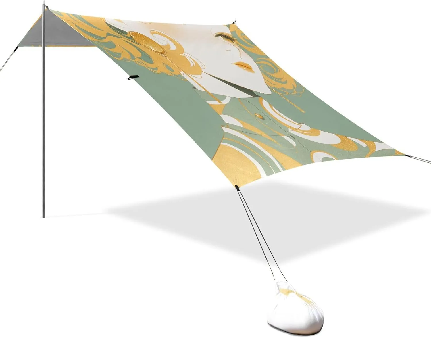 Vigilant Men Light Green Stable Beach Tent UPF50  Protection Easy Setup Outdoor Sun Shade with Sand Shovel, Sandbags for Family Trips, Picnics & Camping
