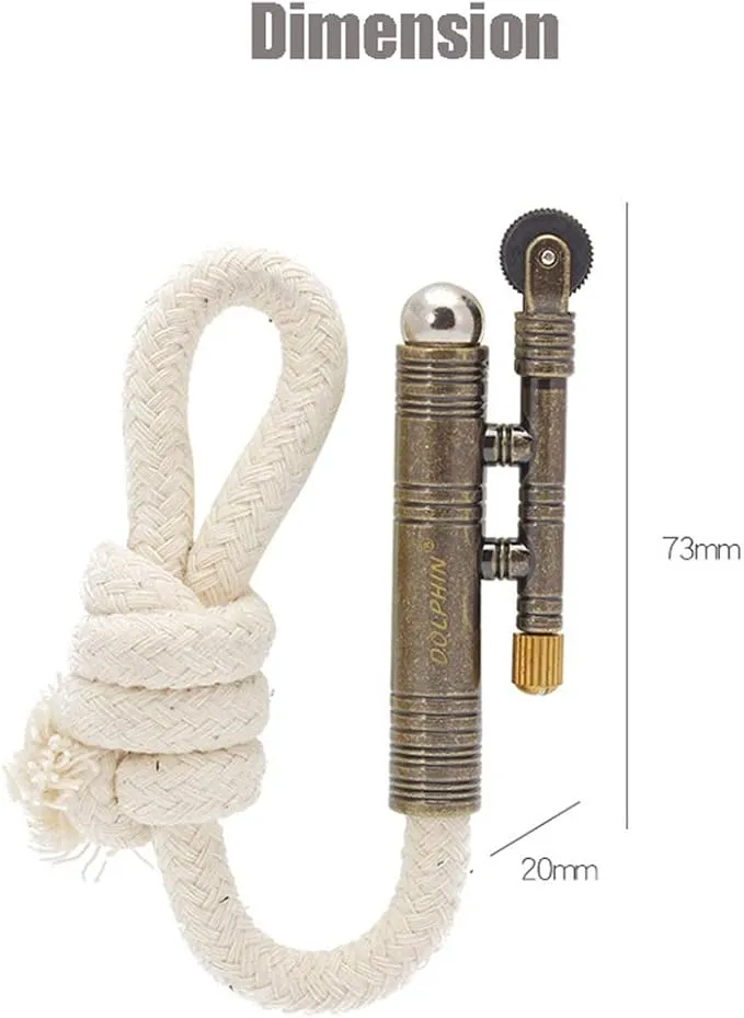 Vintage Lighter Retro Trench Rattlesnake Rope Velvet Metal Lighter Fire Starter Camping Outdoors,No need for Kerosene/gas,#3