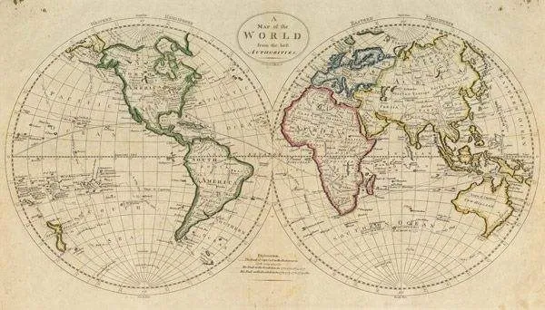 Vintage World Map 1814