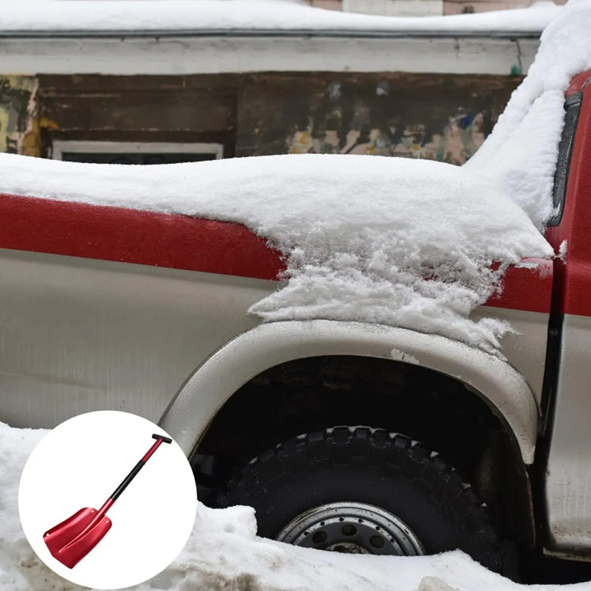 Wakauto Aluminum Snow Shovel Lightweight Detachable Tool for Emergency Snow Removal Ergonomic Non- Handle for Suvs Rvs and Snowmobiles
