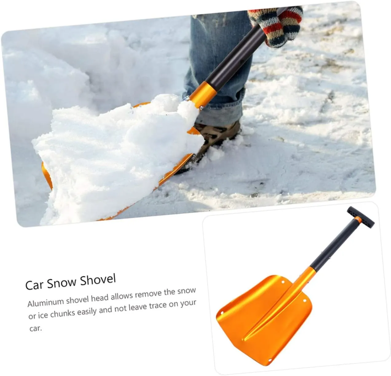 Wakauto Snow Shovel for Emergency Vehicles Camping Shovel Folding Shovel Automatic Snow Shovel Aluminum Shovel Travel Ice Scraper Detachable Aluminum Alloy