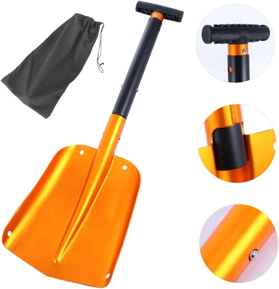 Wakauto Snow Shovel for Emergency Vehicles Camping Shovel Folding Shovel Automatic Snow Shovel Aluminum Shovel Travel Ice Scraper Detachable Aluminum Alloy