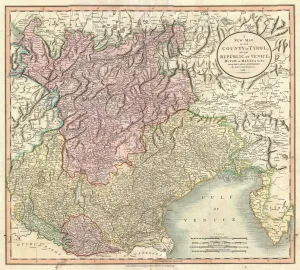 Wall Art Impact 24"x22" Cary Map of Mantua, Photographic Print Poster Most Beautiful Places in Italy 1799 Venice and Tyrol Geographicus photo [Laminated]