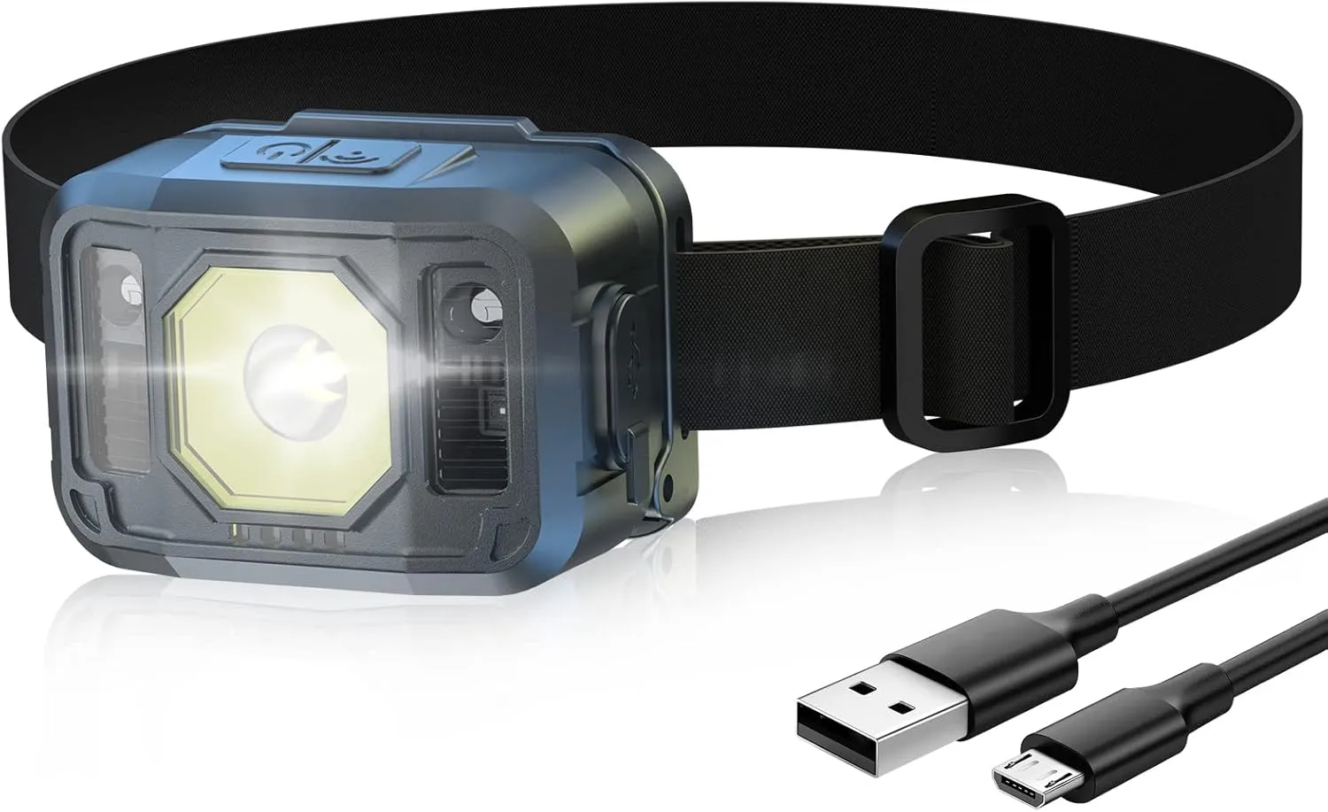 WARSUN LED Headlamp Rechargeable Super Bright Head Light with Sensor COB LED White/Red Light Adjustable Headlamp Flashlight for Outdoors Running Bicycling Water Resistant 6 Modes