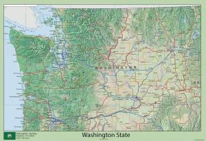 Washington State Map - 23.3 x 16.5 inches – Paper Laminated