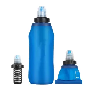 Water Filter Bottle - Portable Water Purifier - Water Bottle with Filter Squeeze - Purifying Water Bottle Foldable for Outdoor Survival Camping Hiking emergencÿ