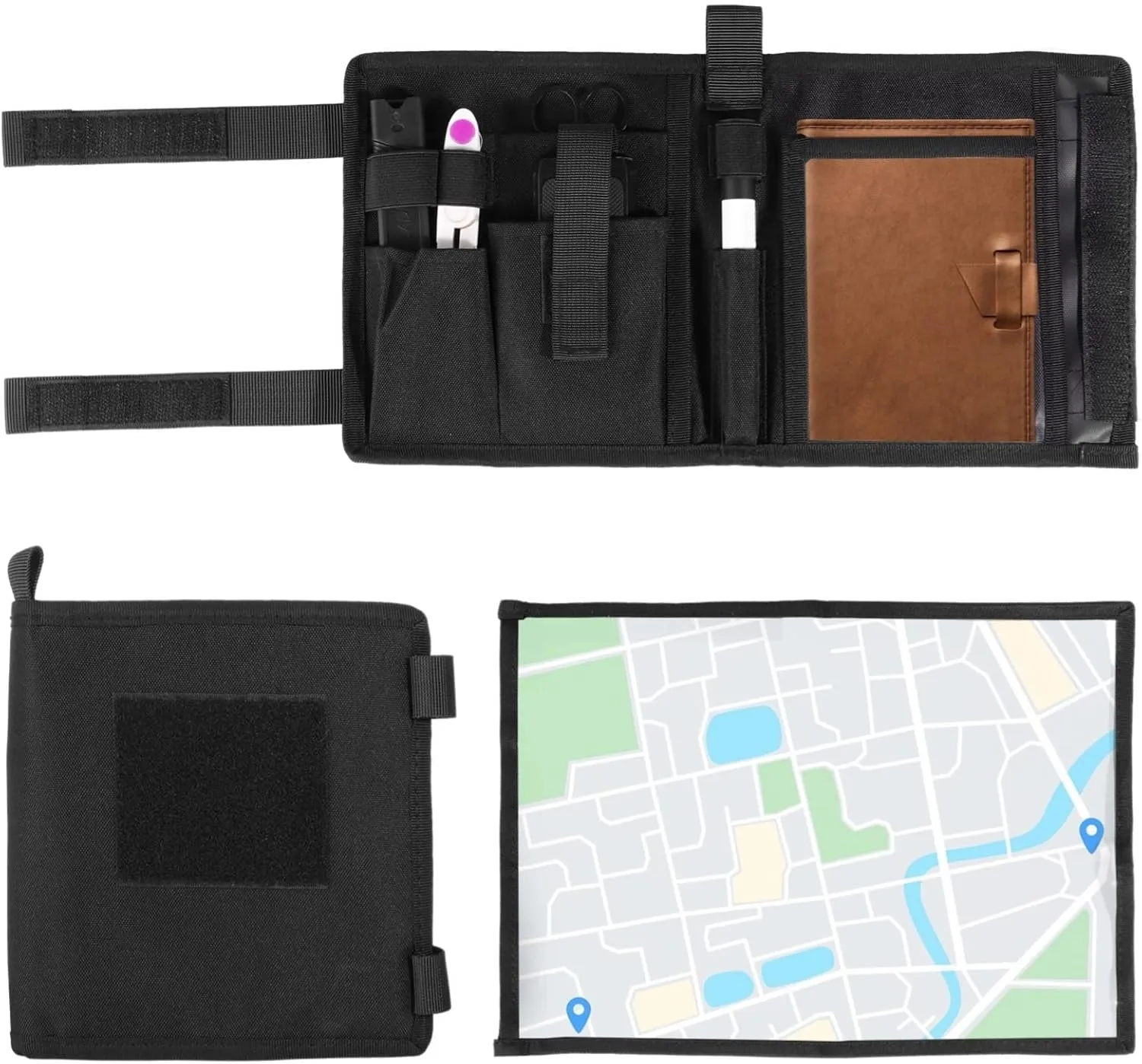 Waterproof Foldable Map Case, Multifunctional Outdoor Map Pouch with Pen Tool Holders, Clear PVC Window Protector for Hiking