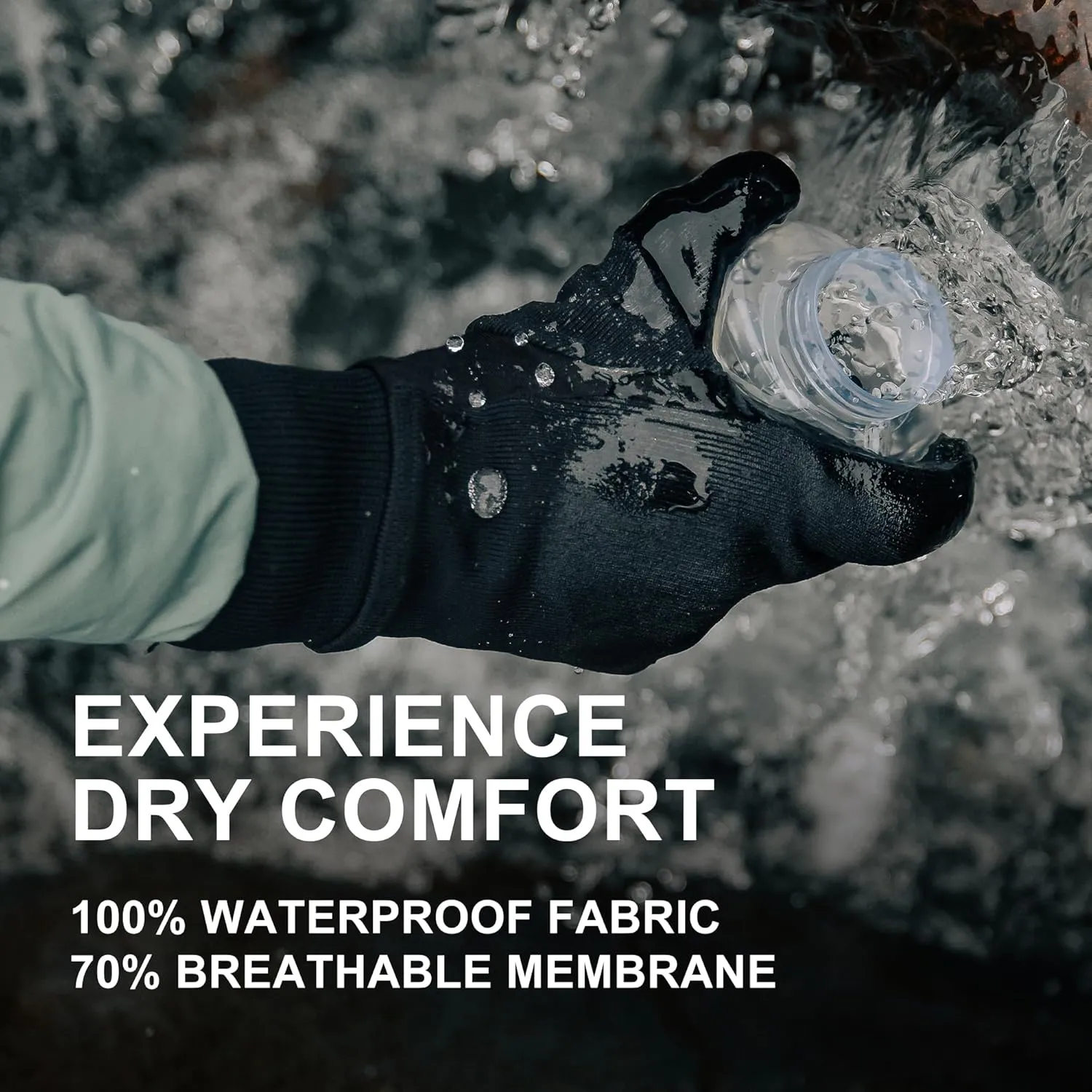 Waterproof Gloves for Men & Women, Cold Weather Running Hiking Cycling, Lightweight Merino Wool Inners
