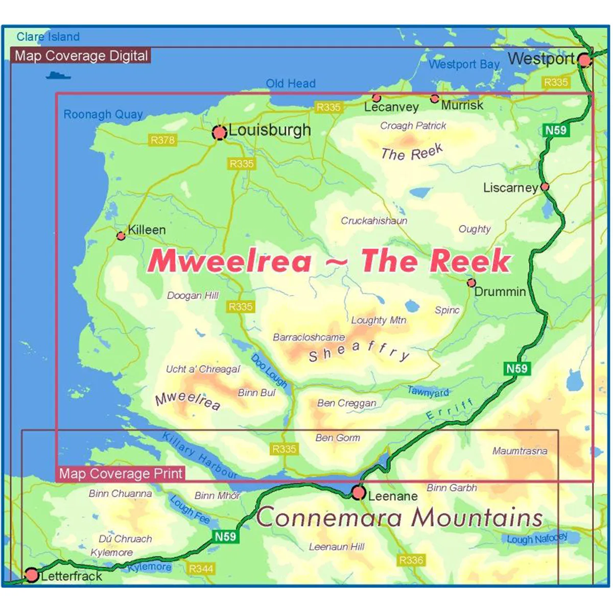Waterproof Mweelrea & The Reek 1:25k Map